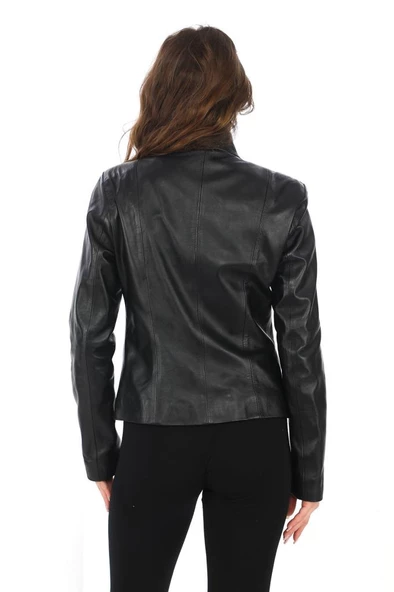 Spor Model Bayan Deri Ceket - 12