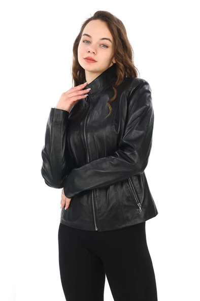 Spor Model Bayan Deri Ceket - 10