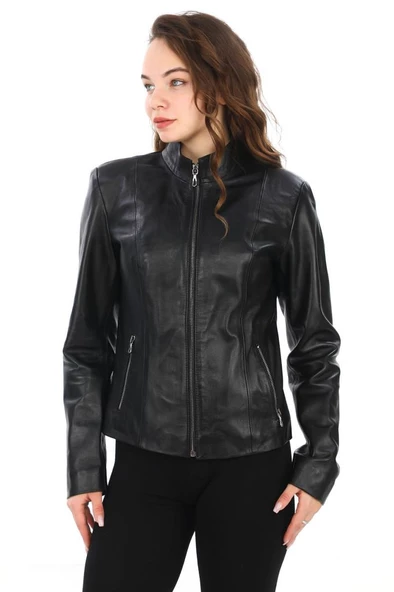 Spor Model Bayan Deri Ceket - 9