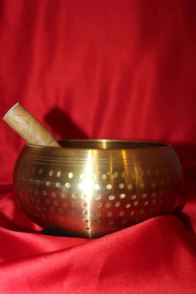 Pirinç Meditasyon Çanı Yoga Çanı Tibet Çanağı Singing Bowl 17 Cm 7 Element Minderli