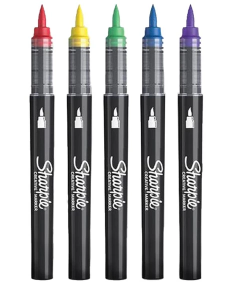 Sharpie Kreatif Marker Fırça Uçlu 5li Akrilik Kalem Seti 2201182 - Resim 2