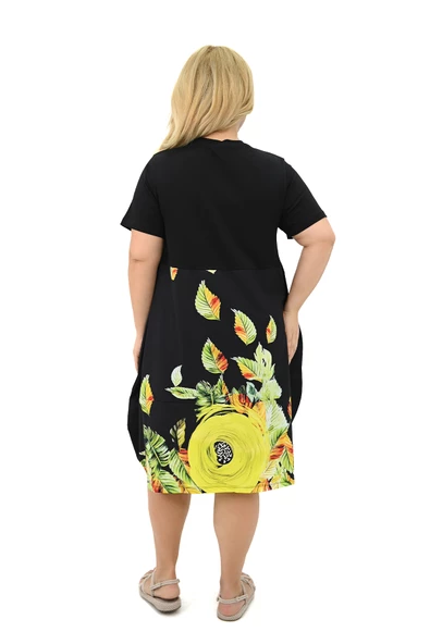 Kadın Büyük Beden Dijital Baskı Detaylı Elbise 5254-25 - 5