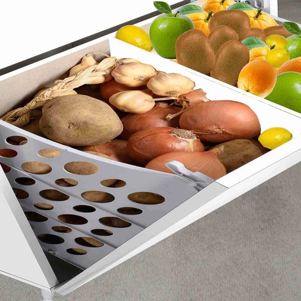 MODİLAYN Lidya 75x100 Renkli Ve Beyaz Bölmeli Çamaşır ve Erzak Dolabı - 5