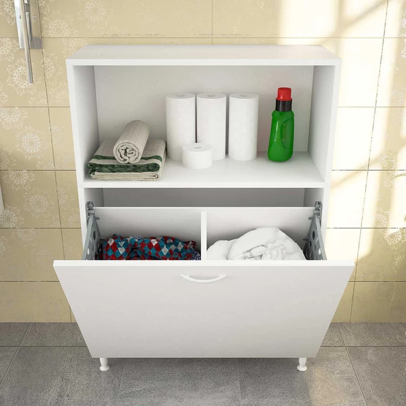 MODİLAYN Lidya 75x100 Renkli Ve Beyaz Bölmeli Çamaşır ve Erzak Dolabı - 2