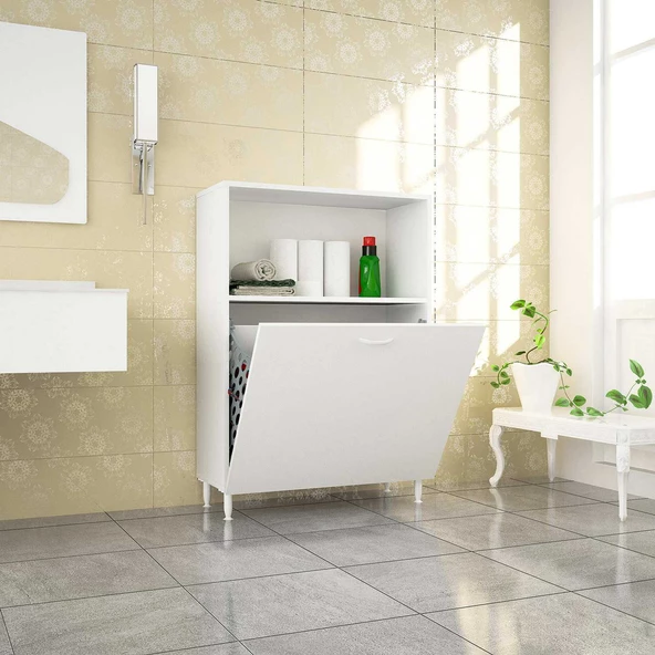 MODİLAYN Lidya 75x100 Renkli Ve Beyaz Bölmeli Çamaşır ve Erzak Dolabı - 4