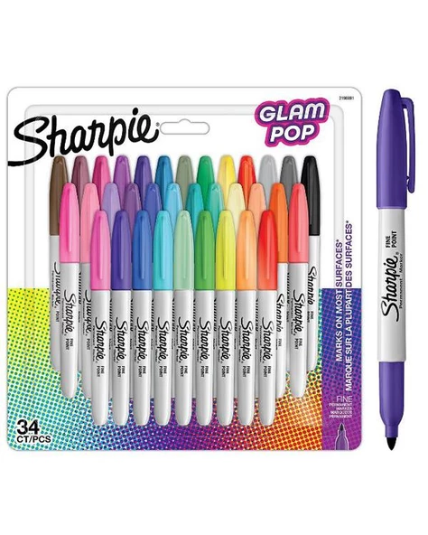 Sharpie Glam Pop Fine Permanent Marker 34lü Kalem Seti 2198891