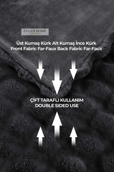Evlen Home Collection Kürk Yorgan Tek Kişilik Dolgulu Peluş Yumuşak Wellsoft Çift Taraflı Yatak Örtüsü 2 Parça Set Loria - 6