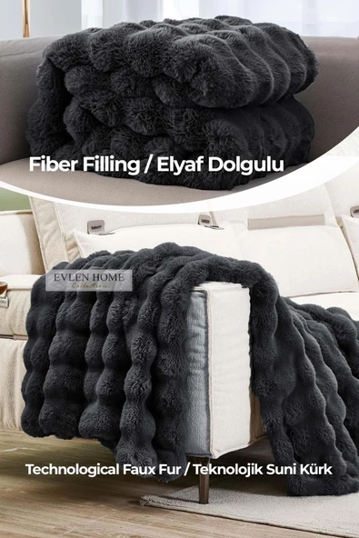 Evlen Home Collection Kürk Yorgan Tek Kişilik Dolgulu Peluş Yumuşak Wellsoft Çift Taraflı Yatak Örtüsü 2 Parça Set Loria - 5