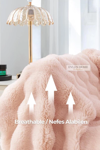 Evlen Home Collection Kürk Yorgan Çift Kişilik Dolgulu Peluş Yumuşak Wellsoft Çift Taraflı Yatak Örtüsü 3 Parça Set Loria - 3