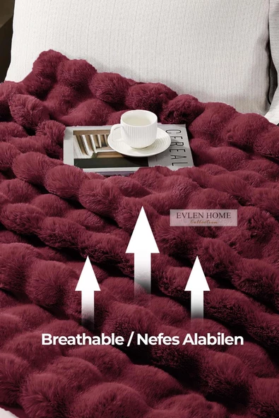 Evlen Home Collection Kürk Yorgan Çift Kişilik Dolgulu Peluş Yumuşak Wellsoft Çift Taraflı Yatak Örtüsü 3 Parça Set Loria - 10
