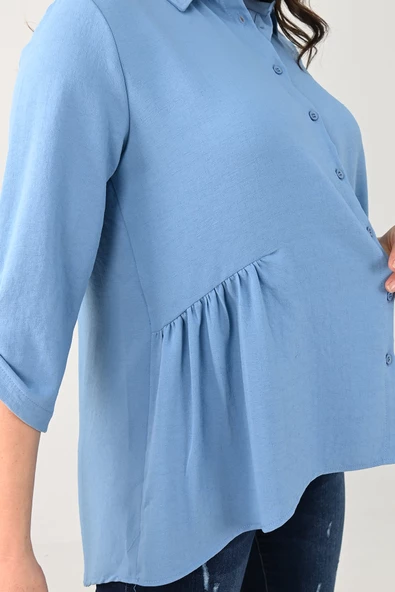 Kadın Büyük Beden Fırfır Detaylı Gömlek 1720-24 - 5