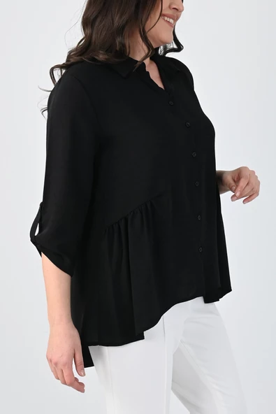 Kadın Büyük Beden Fırfır Detaylı Gömlek 1720-24 - 7