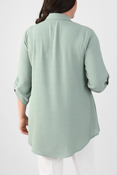 Kadın Büyük Beden Fırfır Detaylı Gömlek 1720-24 - 12