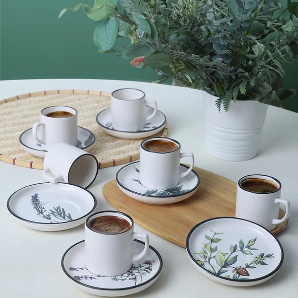 Keramika Keraart Çiçek Bahçesi Nordic Kahve Takımı 12 Parça 6 Kişilik 18938-39-40-41-42-43 - 4
