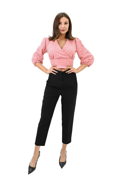 Kadın Balon Kol Detaylı Crop Gömlek 1719-25 - 7