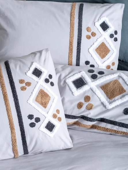 Cotton Box Puff Nakışlı Ranforce Çift Kişilik Nevresim Takımı Stesso Mavi - 2