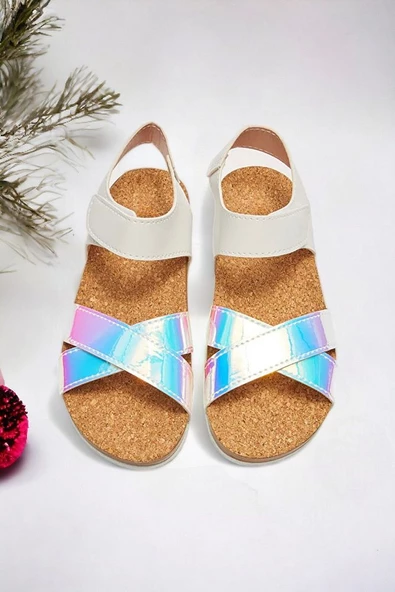 Kız Çocuk Beyaz Rahat Sandalet - 3