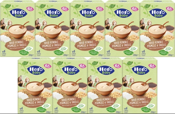 Hero Baby Kaşık Maması 200GR Sütlü Peynirli Pekmezli 8 Tahıllı 9 Lu Set