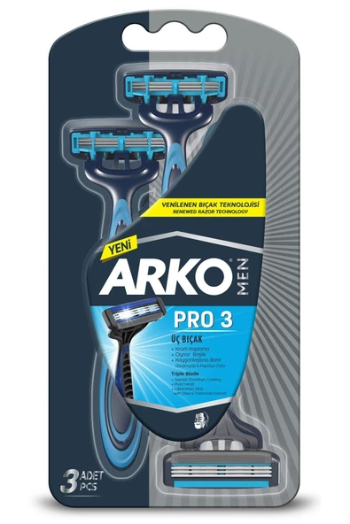 Arko T3 Pro 3 Bıçaklı Tıraş Bıçağı 3'Lü & Cool Tıraş Köpüğü 200 ml Avantaj Paketi - 4
