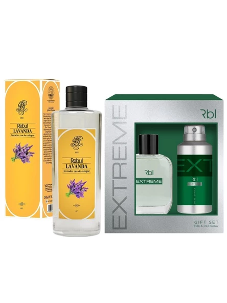 Rebul Extreme Set Parfüm 100 ml + Deodorant Spray 150 ml + Lavanda Kolonya Cam Şişe 250 ML Özel Set