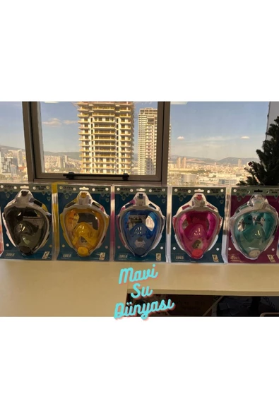 Full Face Maske Şnorkel Set Takımı Sarı Renk L/XL - 3