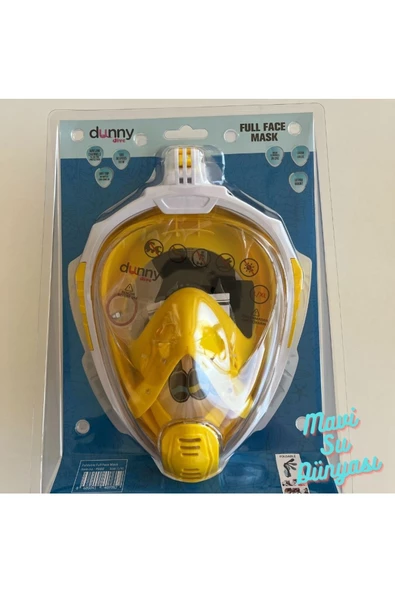Full Face Maske Şnorkel Set Takımı Sarı Renk S/M