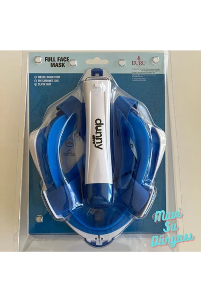 Full Face Maske Şnorkel Set Takımı Mavi Renk S/M - 2