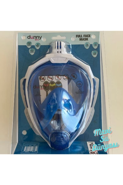 Full Face Maske Şnorkel Set Takımı Mavi Renk L/XL