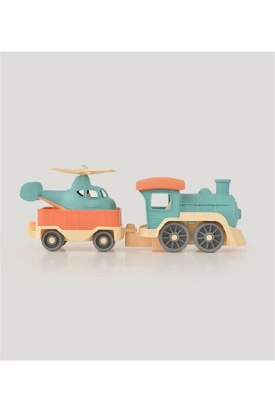 Helikopter Taşıyan Yük Tren Seti LC - Mavi Su Dünyası