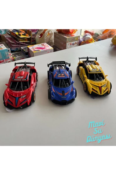 Çek Bırak Sesli ve Renkli Arabalar 1:32 Ölçekli - Mavi Su Dünyası - Resim 2