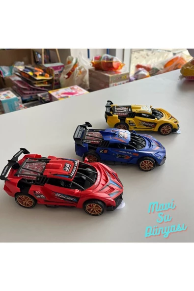 Çek Bırak Sesli ve Renkli Arabalar 1:32 Ölçekli - Mavi Su Dünyası - Resim 3