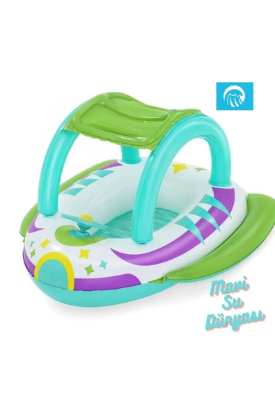 Çocuk Botu Gölgelikli Direksiyonlu 107 Cm x 112 Cm Float Bot - Mavi Su Dünyası - 2