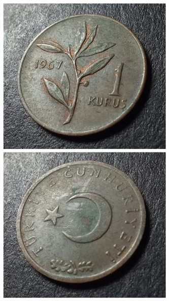 1 Kuruş 1967 ÇÇT Eski Madeni Para - 399636650d63f8ee73