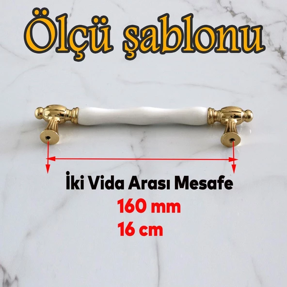 Pepuza Gerçek Porselen Altın Gold 160 mm Mobilya Mutfak Kulp Çekmece Dolap Kulplar Kulpu Kulbu - 2