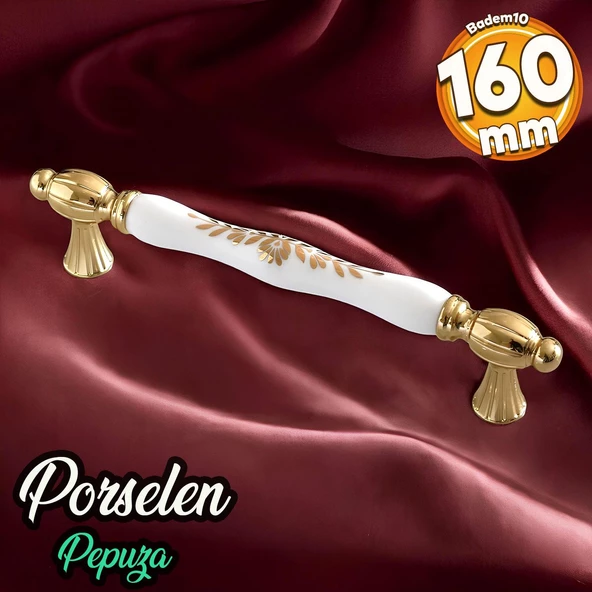Pepuza Gerçek Porselen Altın Gold 160 mm Mobilya Mutfak Kulp Çekmece Dolap Kulplar Kulpu Kulbu