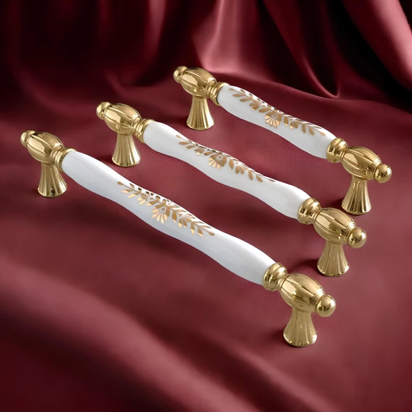 Pepuza Gerçek Porselen Altın Gold 160 mm Mobilya Mutfak Kulp Çekmece Dolap Kulplar Kulpu Kulbu - 4