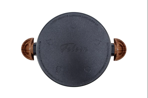 Febern Premium Bio Granit Alüminyum Döküm Nisch Tencere Seti (Siyah-Koyu Ahşap Kulp) - 5