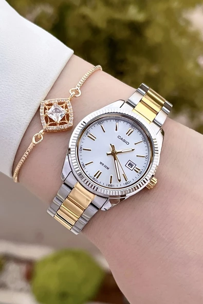 Casio CSISTE80 Gold Gümüş Renk Hediye Paketli Kadın Kol Saati - Resim 3