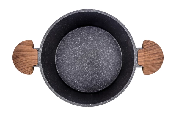 Febern Premium Bio Granit Alüminyum Döküm Nisch Tencere Seti (Siyah-Koyu Ahşap Kulp) - 10