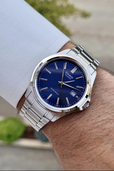 Casio Csıste78 Kadranı Lacivert Kordonu Gümüş Renk Hediye Paketli Erkek Kol Saati - Resim 3