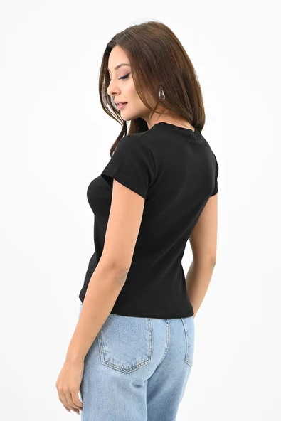 Kadın Kısa Kollu Basic T-shirt 1775-25 - 6