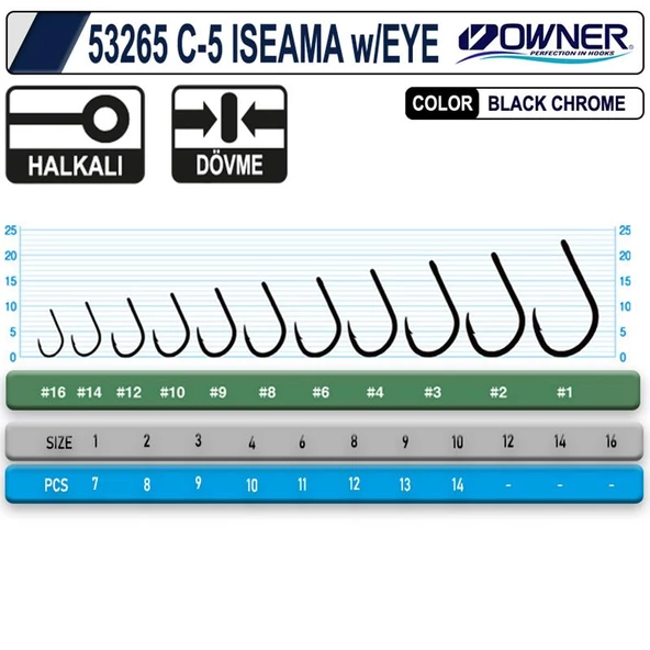 Owner 53265 C-5 Carp Iseama w/Eye Olta İğnesi - 2