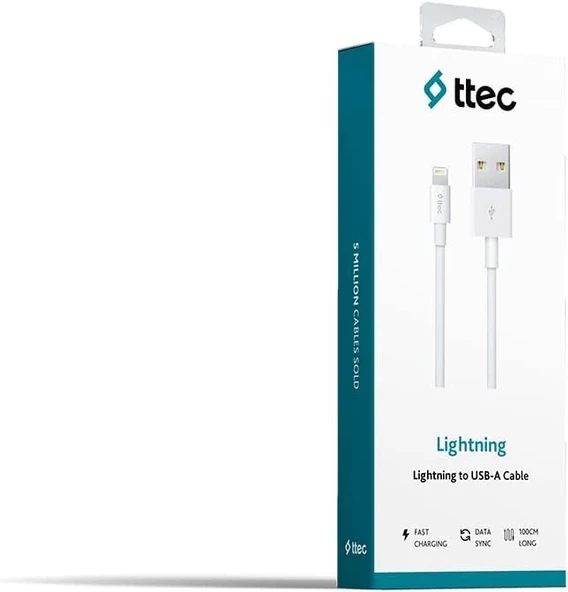 ttec Lightning 100cm Şarj Kablosu- Beyaz (2DK7508B)