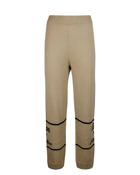Love Moschino Logo Düz Bacak Triko Pantolon - 9
