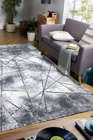 Alpina Home Echo Gri Yumuşak Doku Salon Oturma Odası Mutfak Çocuk Odası Halısı