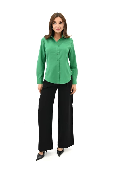 Kadın Klasik Uzun Kol Gömlek 1668-24 - 12