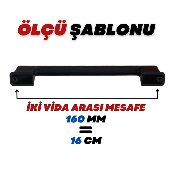 Cemre Kulp 160 mm Siyah Metal Mutfak Mobilya Çekmece Mutfak Dolap Dolabı Kulpları Kapak Kulbu 16 cm - 3