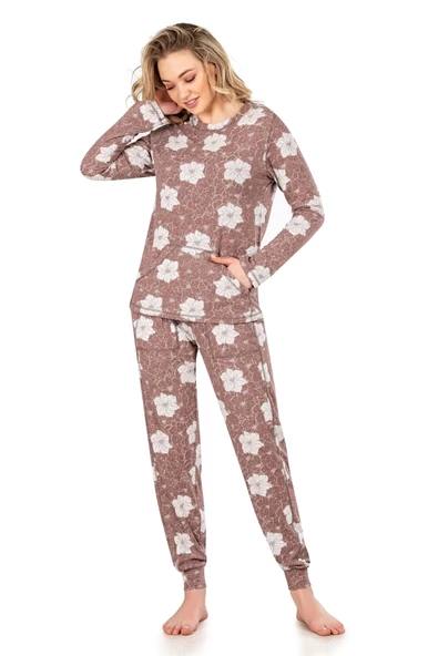 Jiber 3919 Desenli Uzun Kol Kadın  Pijama Takımı - 4