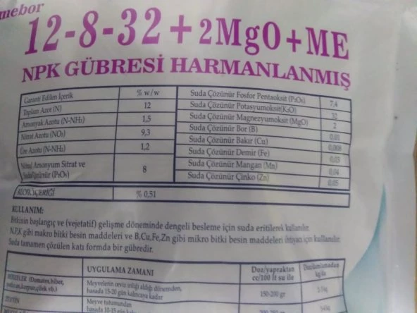 MEBOR 12 8 32 Harmanlanmış NPK Gübresi 1 Kg - 2