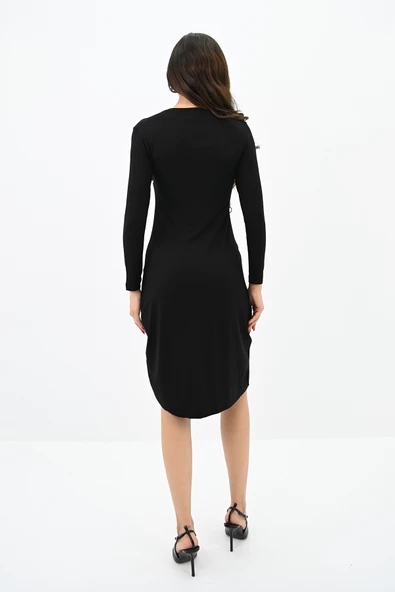 Kadın Fermuar Dekolteli Mini Elbise 5199-24 - 4